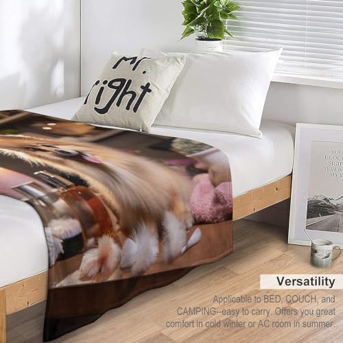 Couverture imprimée chien 3D flannel plaid doux et chaud