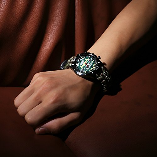 Survival Bracelet Watch, Men/Women Waterproof Emergency Survival Watch with Paracord Whistle Fire Starter Compass and Thermometer, 6 in 1 Multifunctional Outdoor Gear