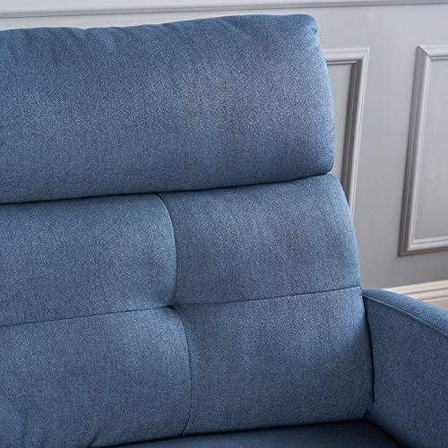Gdfstudio Hana Plush Cushion Tufted Back Loveseat Recliner (Fabric/Navy Blue). #TOP6