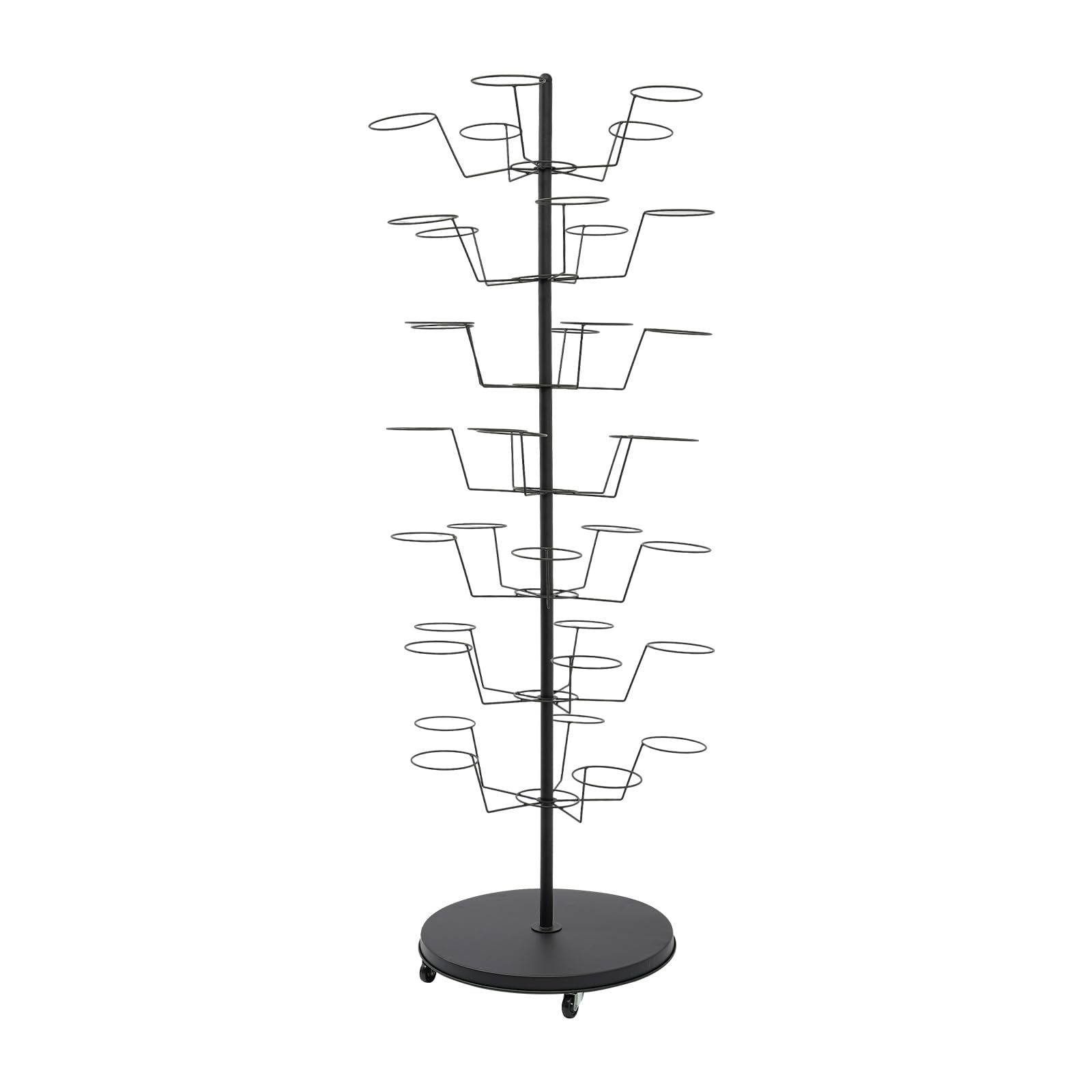 7 Tiers Hat Display Rack Stand with 35 Cap Position, Freestanding Hat Holder Storage Organizer, Floor Stand Display Holder Headwear Retail for Organizing Multiple Wig/Cap Hanger Rack