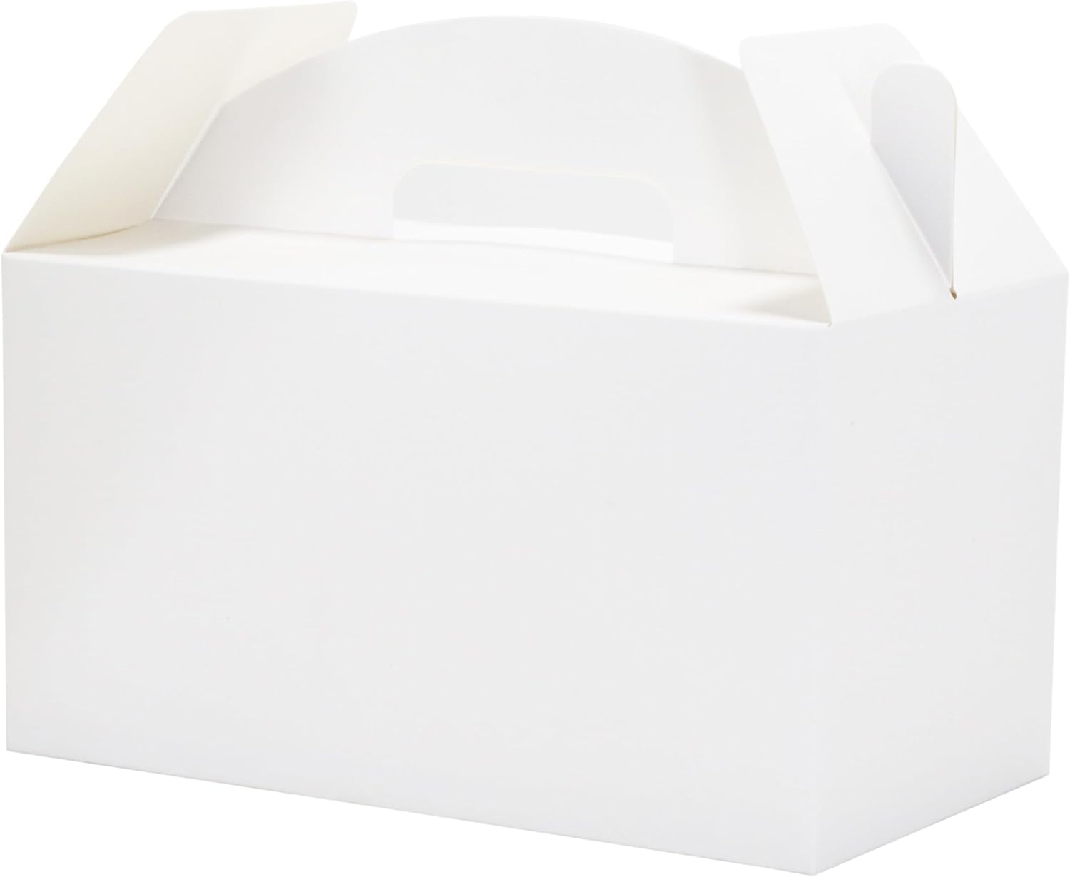 Papertide White Gable Box with Handles, 30 Pack 9.45×5×5 inch Sturdy Colorful Cardstock treat Boxes for Christmas Birthday Party Favors, Premium Presentation Boxes with Lids