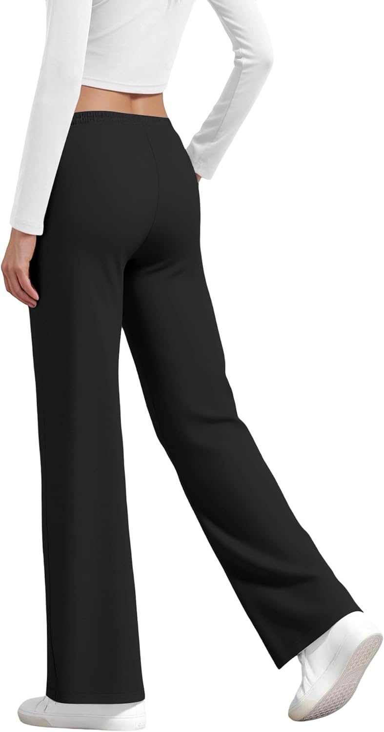 Womens Drawstring Sweatpants, High Waisted Lightweight Lounge Straight Leg Casual Pants with Pockets - Image 5