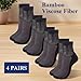 Diabetic Socks for Men Women, Comfortable Loose Fitting Crew Wide Socks with Seamless Toe Non-Binding Top, Breathable Bamboo Viscose Edema Neuropathy Socks, Black, 4 Pairs, XL