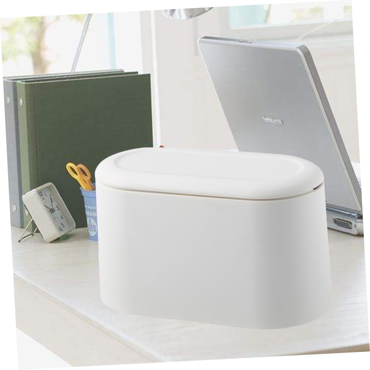 MAGICLULU Mini Desktop Diaper Trash Can Press Lid Office Waste Bin Bathroom Trash Can Lid