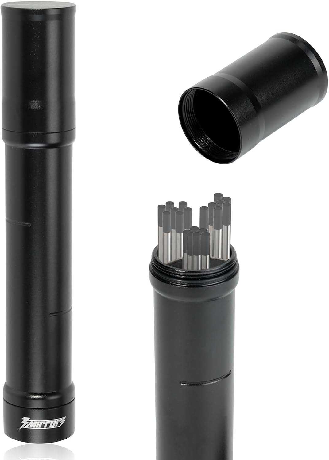 3mirrors Upgraded Version Tungsten Holder-Black Storage Tube for TIG Tungsten Electrode with 3 Section Divider & Magnetic Base,Protective Fit that Prevents Oxidation and Damage.
