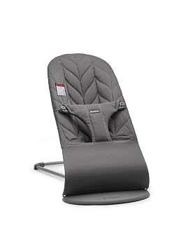 BabyBjorn Bouncer Bliss, Anthracite, Woven, Petal Quilt | 2-in-1 Adjustable Baby Bouncer Seat and Toddler Chair, Newborn to Toddler 8-29 lbs, 4 Positions, Lightweight & Portable