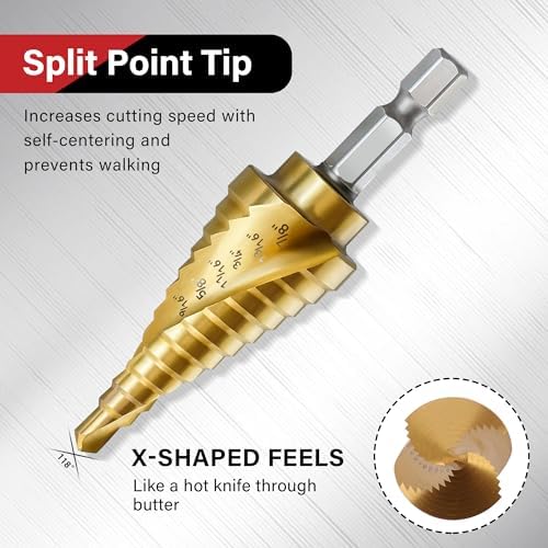 3Pcs 1/4" Hex Shank HSS Step Drill Bit Set — 사진 3