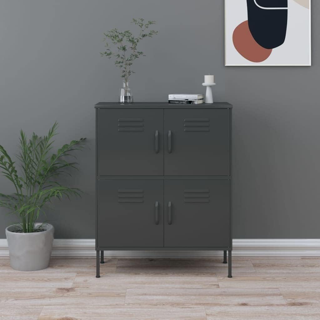 Standing Storage Cabinet,Locker with Shelves and Doors,Locker Cabine for Garage Office Tool Utility Room,Storage Cabinet Orange 31.5"x13.8"x40" Steel (Anthracite)