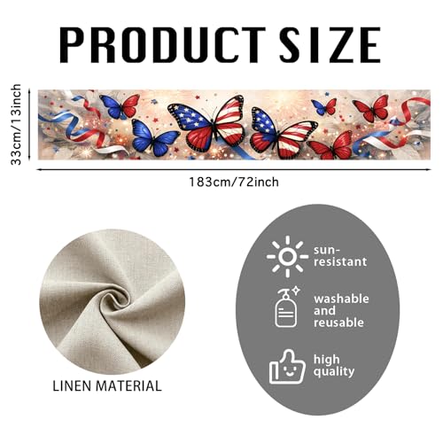 Image of Nuxovilar Flag Firework Table Runner Flax 13x72 in
