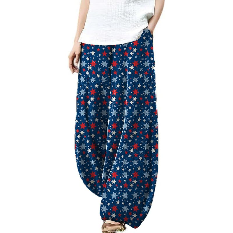 Wide Leg Pants Woman Baggy Lightweight Comfy Lounge Harem Palazzo Pants Loose Elastic Waist Pants