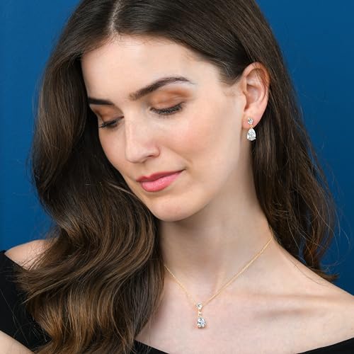 925 Sterling Silver Teardrop Earrings for Women with Colored and White Cubic Zirconia, Sterling Silver Drop Earrings for Women, Elegant Silver, Gold or Rose Gold Dangle Earrings,3