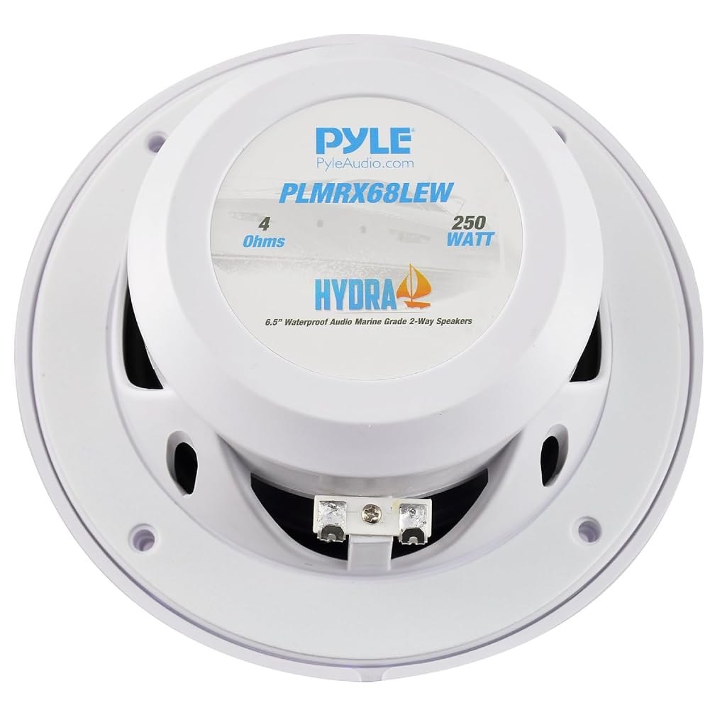 2 HYDRA PLMRX68LEW altoparlanti marini a 2 vie da 6,5" 16,5 cm 165 mm, 125 watt rms 250 watt max, 4 ohm, impermeabili, con led rgb, a coppia + telecomando omaggio