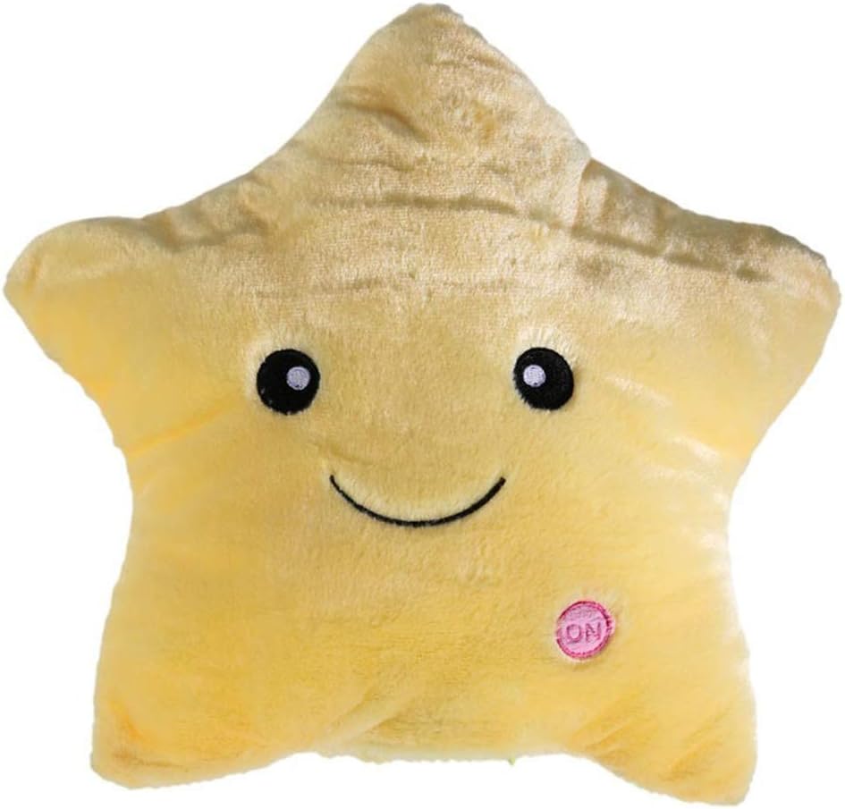 Creative Twinkle Glowing Stars Shape Plush Throw Pillow, LED Night Light Pillow Cushions Stuffed Toys Gifts for Kids, Christmas (Yellow) image 4