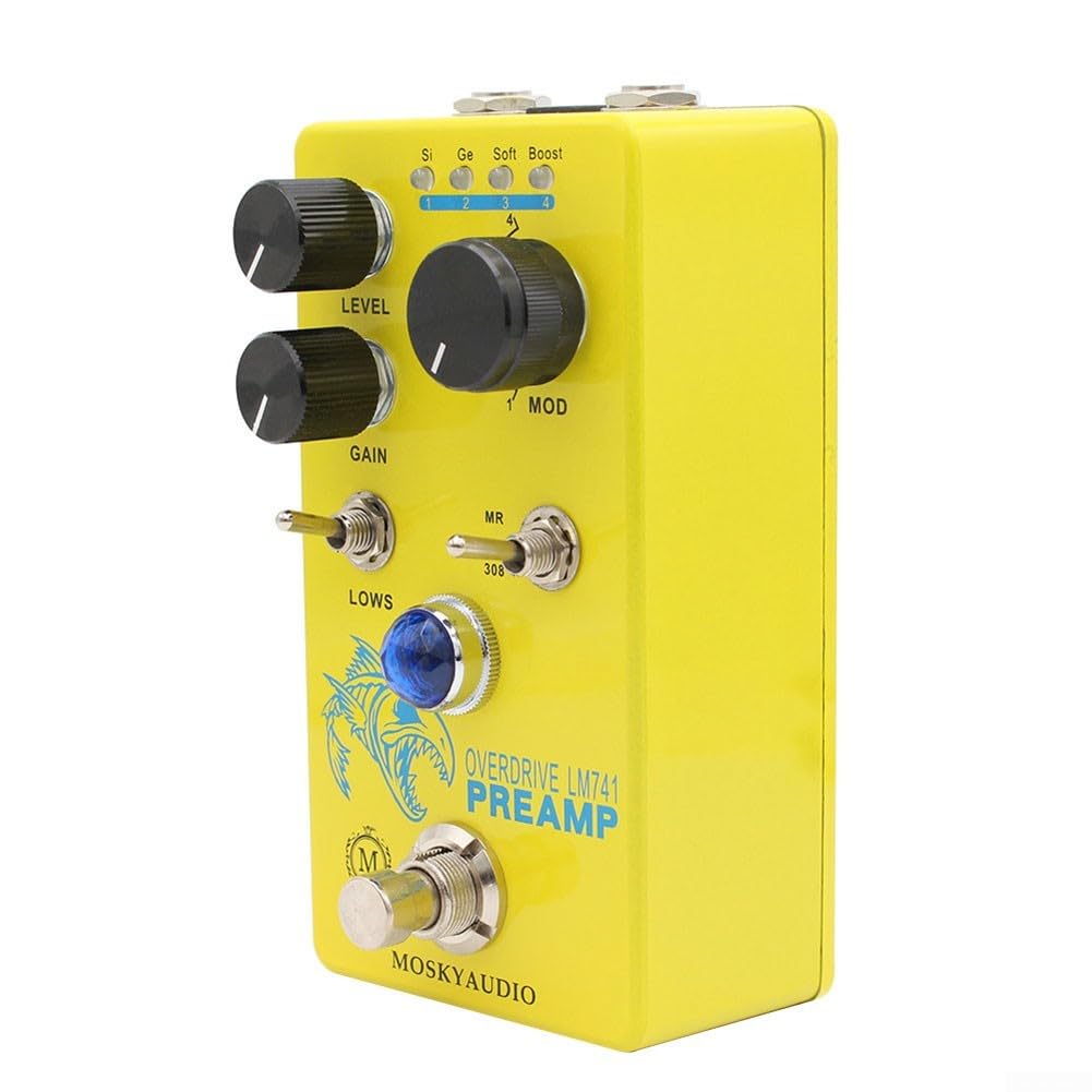 per mosky Distortion Overdrive Preamp Chitarra Pedale 4 Modalità Bypass Controllo per Rock Blues Metal Chitarra Elettrica Effetti