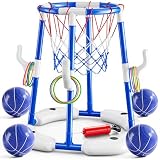 JUKUDAHU Pool Basketball Hoop, 2-in-1 Boy Pool Toys for Kids Ages 4-8