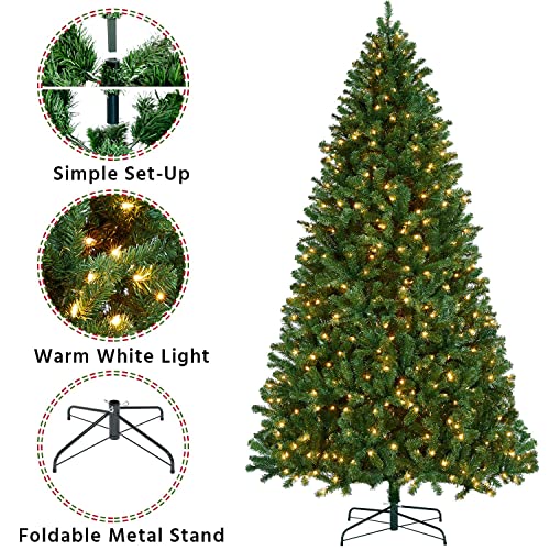 Yaheetech 9Ft Pre-Lit Spruce Artificial Hinged Christmas Pine Tree Prelighted Holiday Xmas Tree For Home Party Decoration With 850 Warm White Lights And 2160 Branch Tips thumb #3