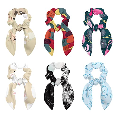 Chouchous queue de cheval anti-casse lot de 6 nœuds papillon chat