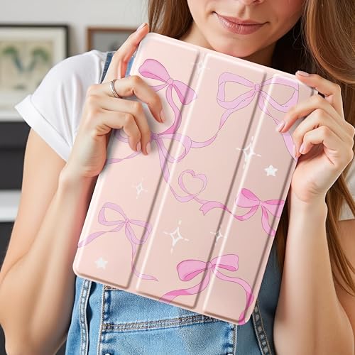 Coque iPad 9e génération antichoc, étui tablette 10,2 pouces rose avec porte-stylet - 3