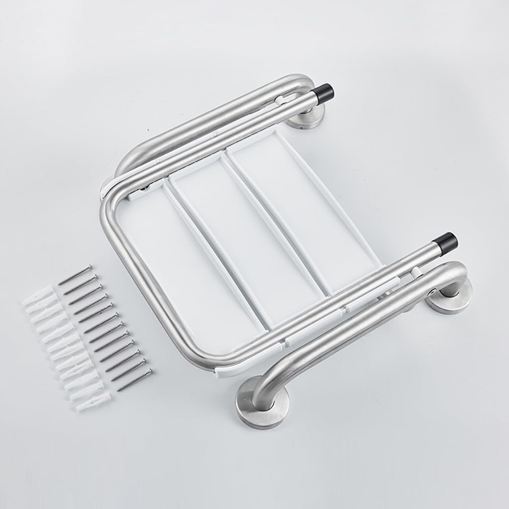 Asiento de ducha montado en la pared con reposabrazos de acero inoxidable 304, taburete de baño abatible para personas mayores y discapacitados, dispositivo de asistencia de seguridad