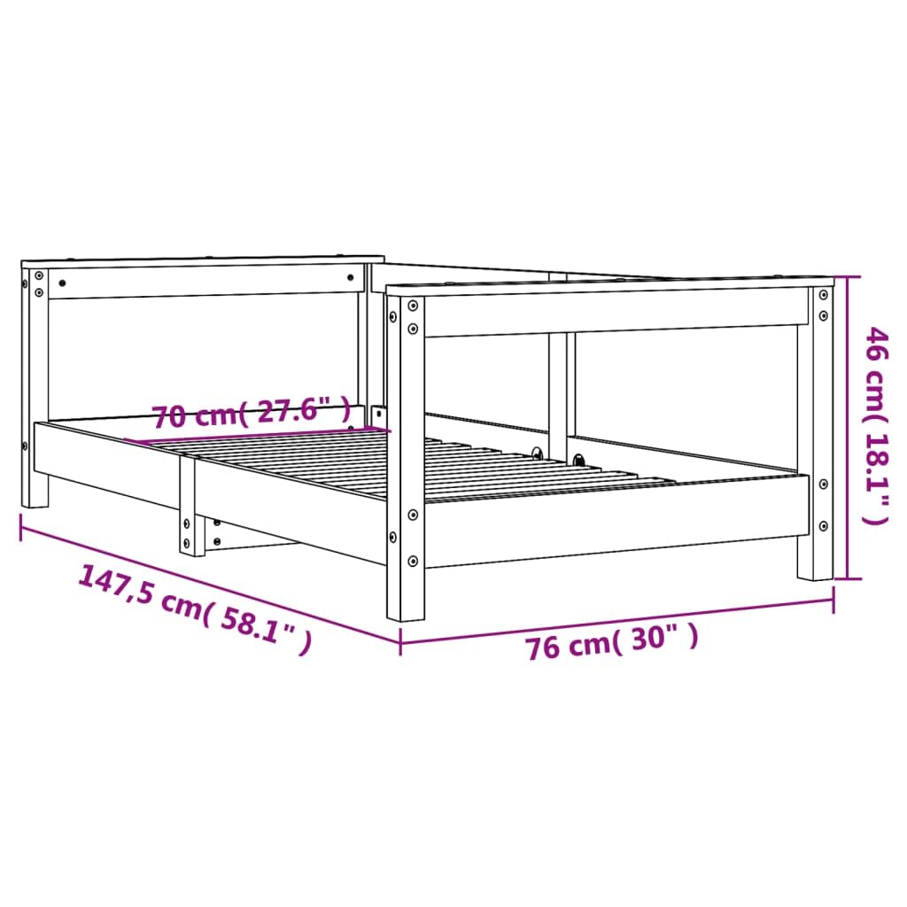 vidaXL Estructura de Cama para niños Madera Maciza de Pino 70x140 cm