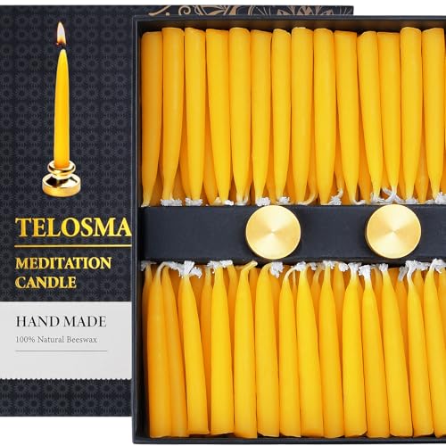 100-Pack Pure Beeswax Meditation Candles –20 Minute Bees Wax Candles,