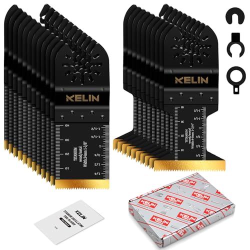 Image of KELIN 22PCS Titanium Multitool Blades Kit for Metal Wood Detail Cutting, Oscillating Tool Saw Blades Set, Standard Size, Fit Bosch Fein Milwaukee Ryobi Dewalt