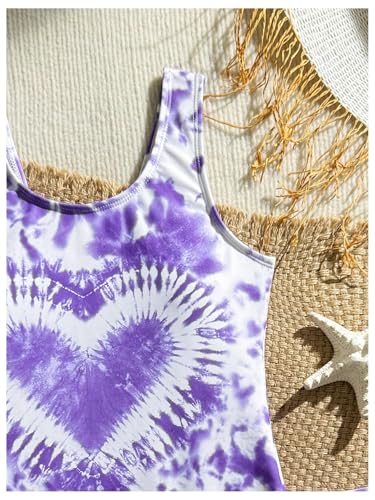 MakeMeChic Girl's Swimsuit One Piece Heart Print Backless Bathing Suit with Beach Shorts Summer Vacation4