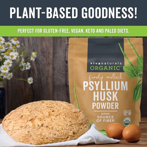Viva Naturals Organic Psyllium Husk Powder- Finely Ground, Unflavored Plant Based Superfood - Good Source of Fiber for Gluten-Free Baking, Juices & Smoothies - Certified Vegan, Keto and Paleo - Image 4