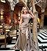 V Neck Satin Prom Dresses Long Mermaid Lace Evening Gown with Slit Pleated Bodycon Formal Dress with Tail US6 Silver