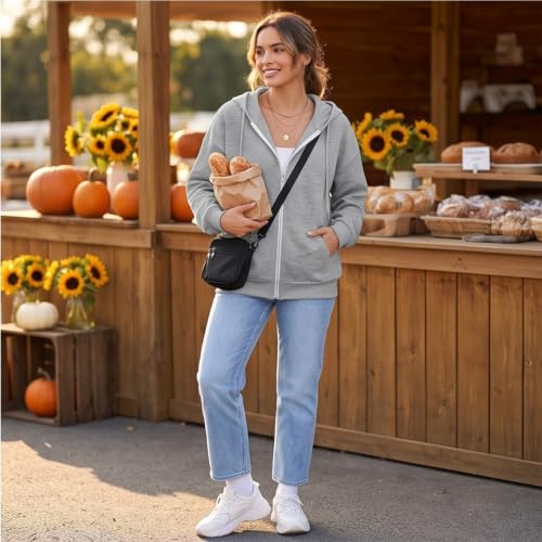 Elneeya Women's Zip Up Hoodie Y2K Office Travel Oversized Sweatshirts - image 8