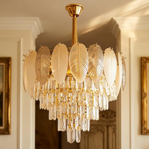 Image of DREAMY DESIGNS Feather Chandelier for Living Room | Modern Hanging Ceiling Light for Hall, Dining Room, Bedroom, Hotel & Restaurant Decor | Elegant Feather Pendant Light (Silver, Black)
