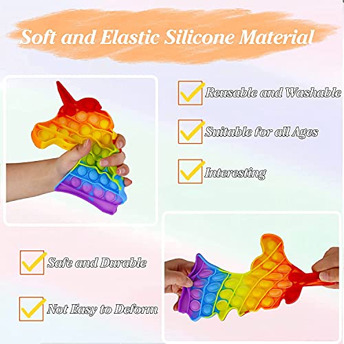 Image of 4 Pack Pop It Pop Its Rainbow Pop Fidget Toys Poppet Push Pop Bubble Fidget Popping Sensory Toy for Kids and Adults, Fidget Popper Stress Relief Fidget - Pop It Unicorn Big Game Girls Poppit Gifts