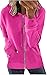 Womens Long Sleeve Open Front Zip Up Hoodies Drawstring Cardigan Hooded Sweatshirt Fashion Sweaters with Pockets (Rose Red,XX-Large)