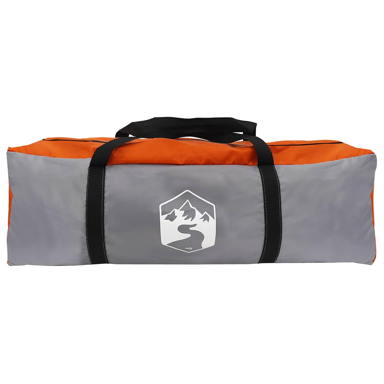 Tente de voiture gris orange 350 x 250 cm polyester acier avec toit en toile fermeture éclair pliable pour housse de voiture extérieur camping protection contre la pluie