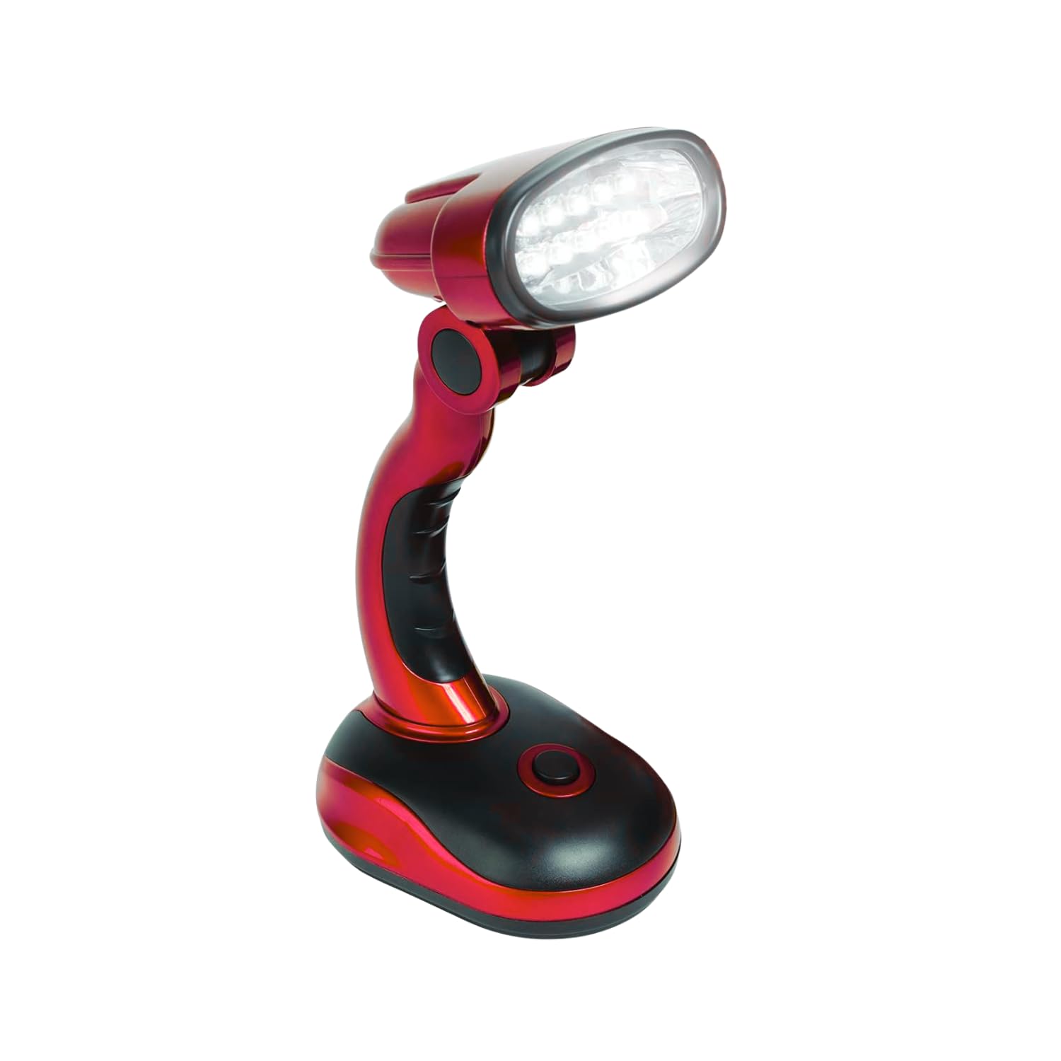 Garden Mile Red Portable Desk Lamp - Battery Powered 12 White Led Light Table Lamp - Flexible Cordless Wireless Bedside Lamps - Modern Lighting For Camping Home Office Computer Desk