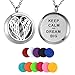 HooAMI Aromatherapy Essential Oil Diffuser Necklace - Keep Calm and Dream Big Angel Wing Locket Pendant