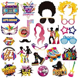 SUNBEAUTY 26 Stück Disco Photo Booth Requisiten