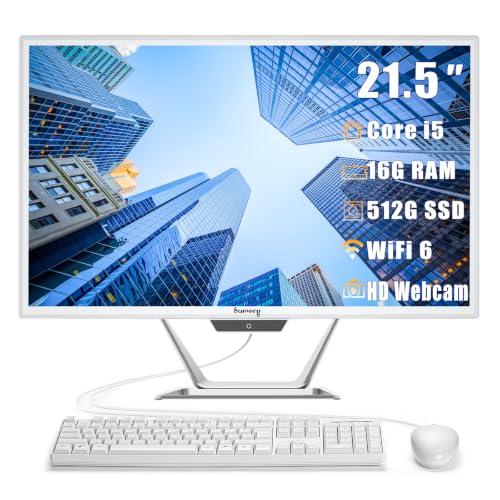 Image of suevery All-in-One Desktop Computer, Core i5 16GB RAM 512GB SSD, HD Webcam Clear Calls,21.5 AIO Gaming pc,1080P Display, WiFi 6, Business All in One for Home Office Daily Use with Keyboard & Mouse