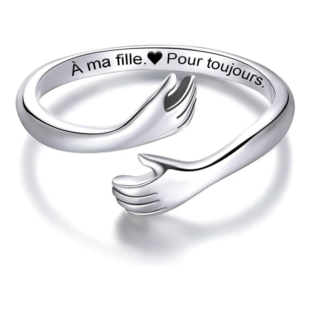 Bague pour Femme pour Fille en Argent Sterling 925 - Bague Inspirante et d'Encouragement pour Filles - Taille Ajustable pour Pouce - Bagues pour Elle