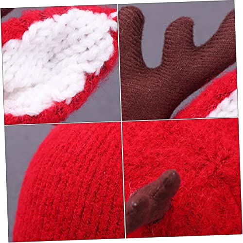 GALPADA 2pcs Winter Warm Knitted Cartoon Fawn Hat for Cozy Woolen Caps for Cold Weather for Boys Red3