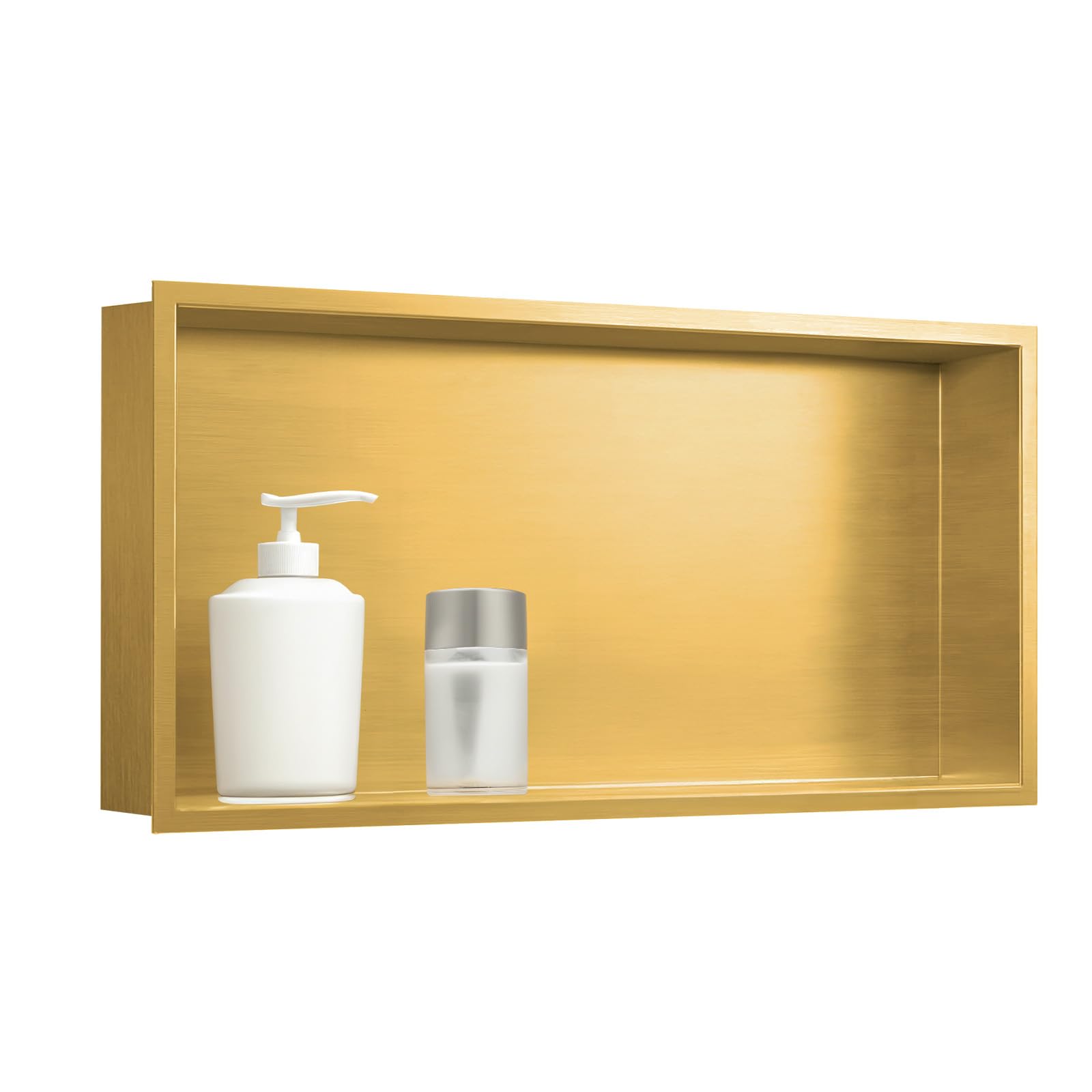 SaniteModar Shower Niche, Stainless Steel Shower Niche 12" X 24" Brushed Gold No Tile Needed for Bathroom Storage