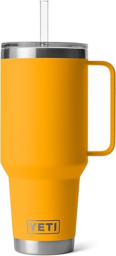 Miniatura 286 de YETI Rambler - Vaso de viaje con asa y tapa con popote, 35 onzas, vaso de agua de viaje, con asa, acero inoxidable, color blanco