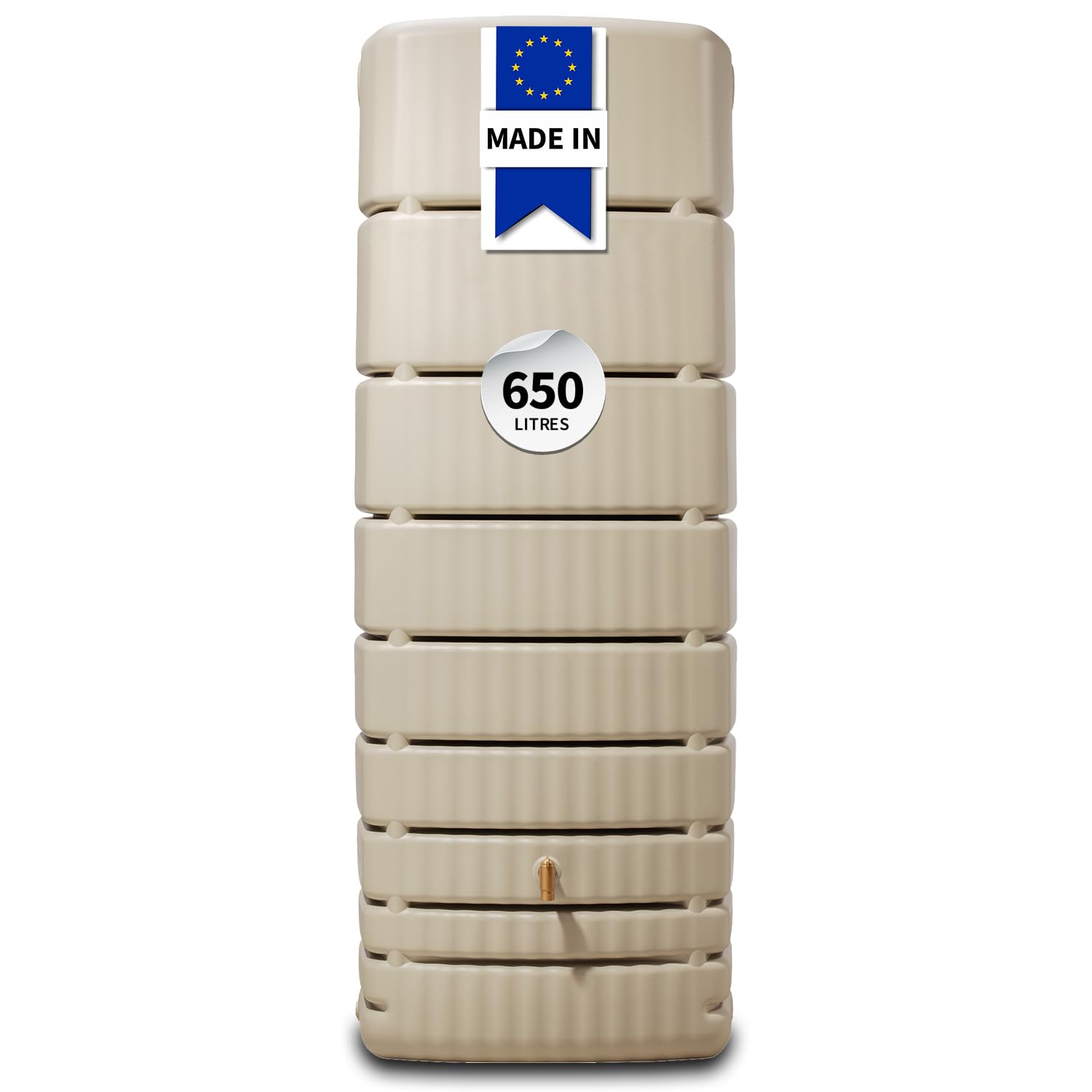 4rain Slim Récupérateur d’Eau de Pluie 650L Sable – Cuve Murale Robuste et élégante...
