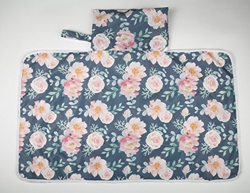 Sigzagor Baby Diaper Changing Mat Pad Portable Foldable Washable Compact Travel Nappy Waterproof Play Mat 30Inx18.5In For Girls (Flowers) #TOP2