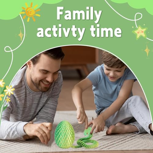 nnOuOnn 3D Printed Snake in Egg, 3D Printed Fidget Mini Animals Toy Articular Mobility Toys, Articulated Flexible Snake Statue Decor for Home Office (Purple) - Image 4