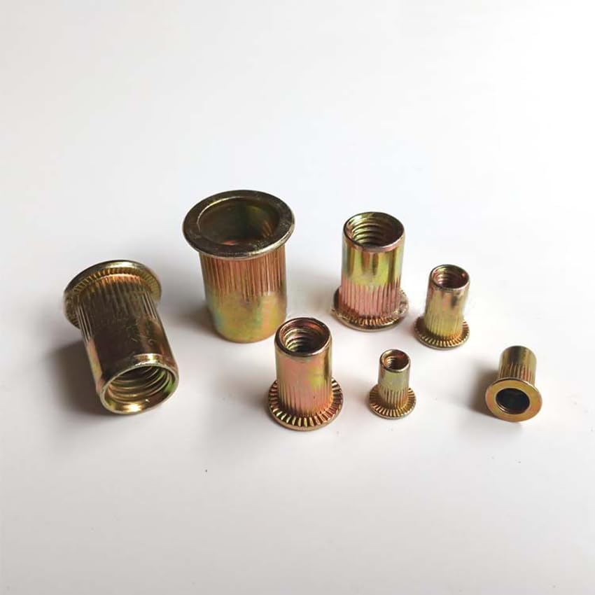Generic 300PCS/Set M3 M4 M5 M6 M8 M10 M12 Rivet Nuts - Zinc Plated Rivetnut Flat Head Threaded Metric Rivet Nut Inserts Assortment Set