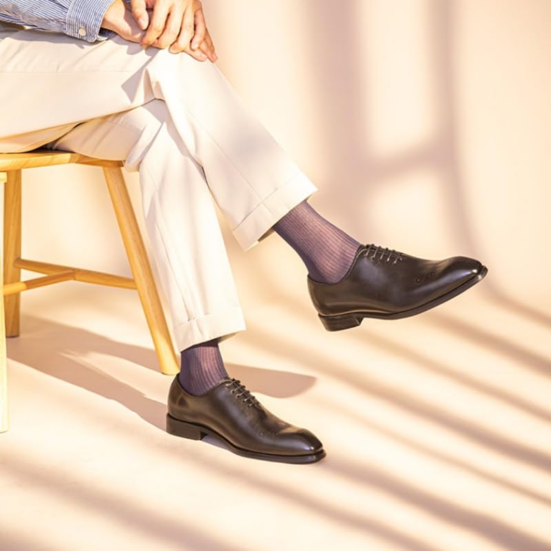 Men's Oxfords Business Dress Shoes Men's Vintage High Gloss Dress Shoes Slip On Soft Leather Oxford Shoes Formal Pointed Lace Up Casual Business Suit Tuxedo Shoes(Black,7.5)2