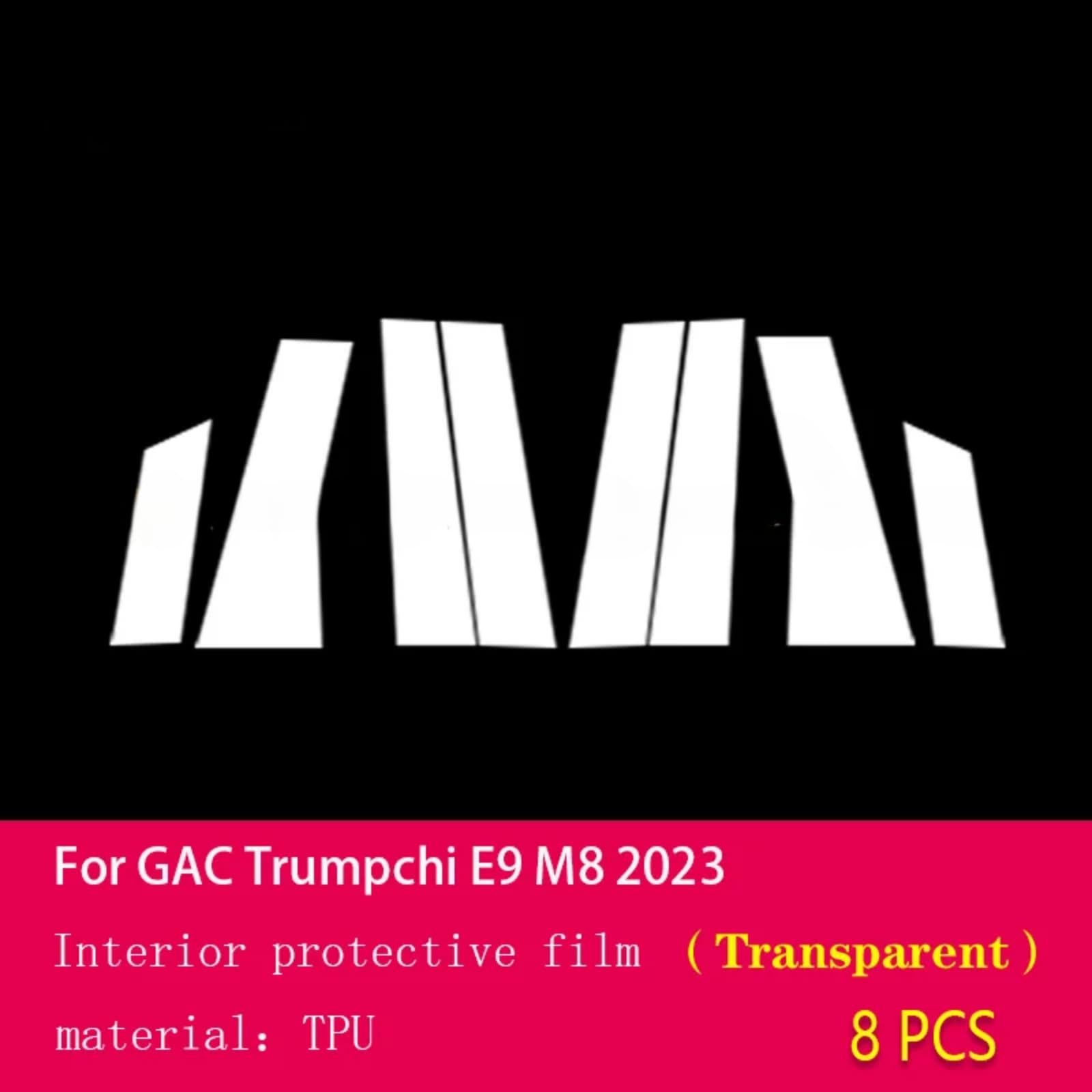 Pellicola protettiva per carrozzeria auto B C per lunotto della finestra con membrana anti-graffio TPU PPF, accessorio per GAC Trumpchi E9 M8 2023 (trasparente)