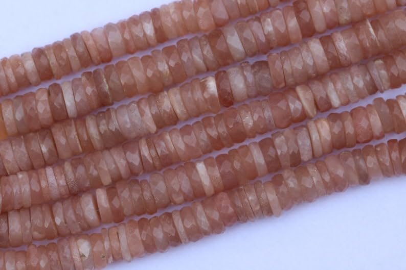 Perles Heishi pierre de lune pêche pour fabriquer un bracelet bohème