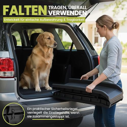 all Pets United® Hunderampe klappbar Hundetreppe Hunde- & Katzentreppe Rampe Einstiegshilfe für Kofferraum Haustiertreppe für Große & Kleine Tiere (Hunderampe)